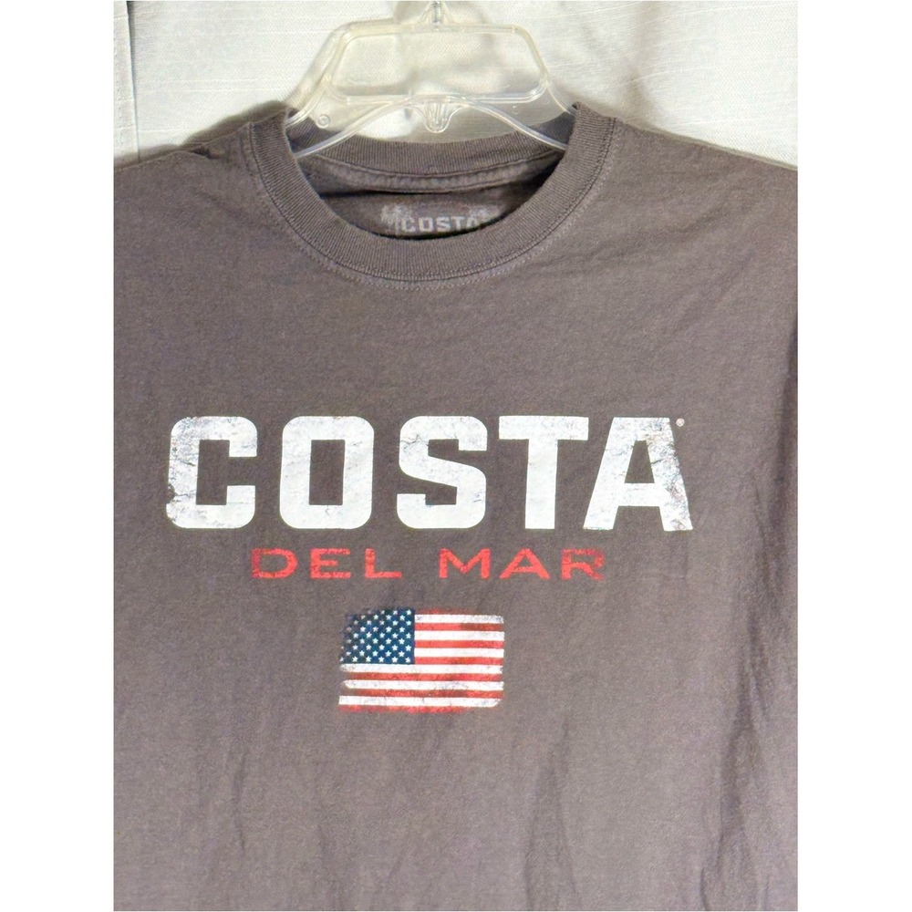 Costa Short Sleeve‎ Graphic Tee — Medium Charcoal with White and Red Print
